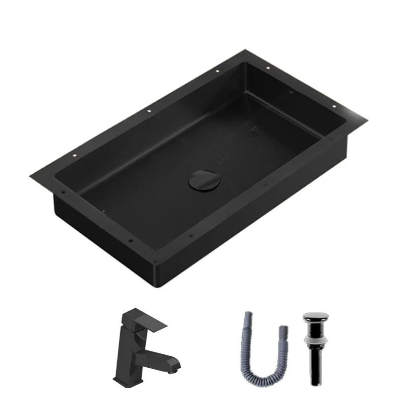 Modern Bathroom Sink Rectangular Metal Drop-in Bathroom Sink with Pop-Up Drain -Bathlova