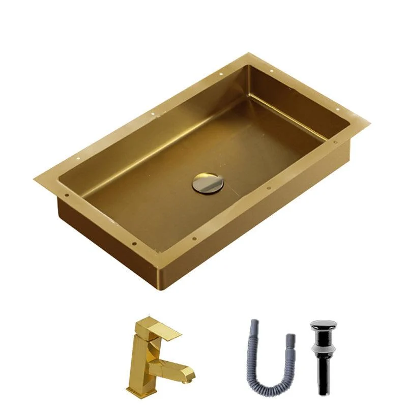 Modern Bathroom Sink Rectangular Metal Drop-in Bathroom Sink with Pop-Up Drain -Bathlova