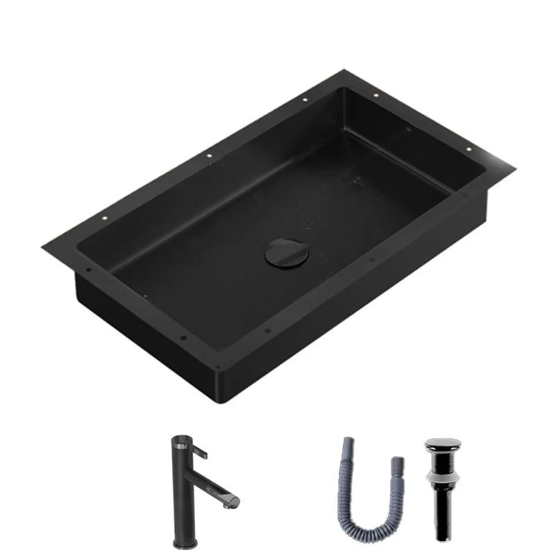 Modern Bathroom Sink Rectangular Metal Drop-in Bathroom Sink with Pop-Up Drain -Bathlova