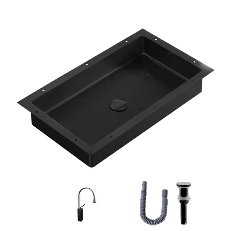 Modern Bathroom Sink Rectangular Metal Drop-in Bathroom Sink with Pop-Up Drain -Bathlova