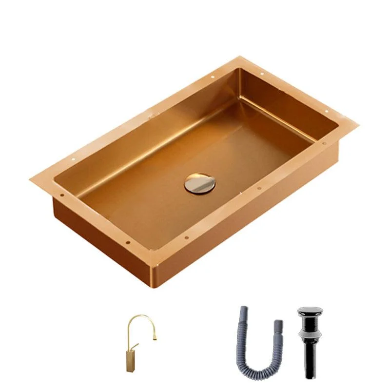 Modern Bathroom Sink Rectangular Metal Drop-in Bathroom Sink with Pop-Up Drain -Bathlova