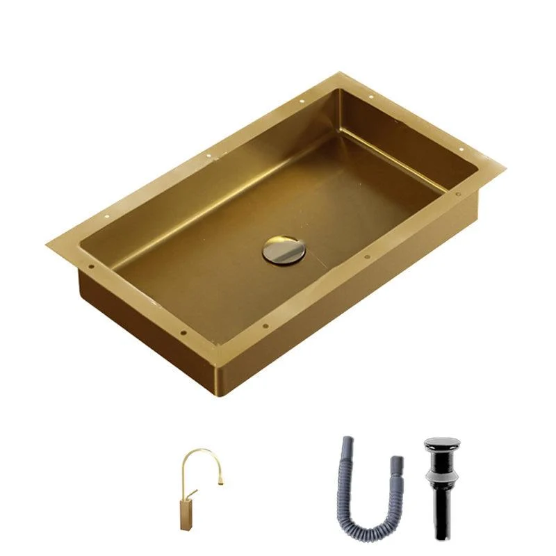 Modern Bathroom Sink Rectangular Metal Drop-in Bathroom Sink with Pop-Up Drain -Bathlova