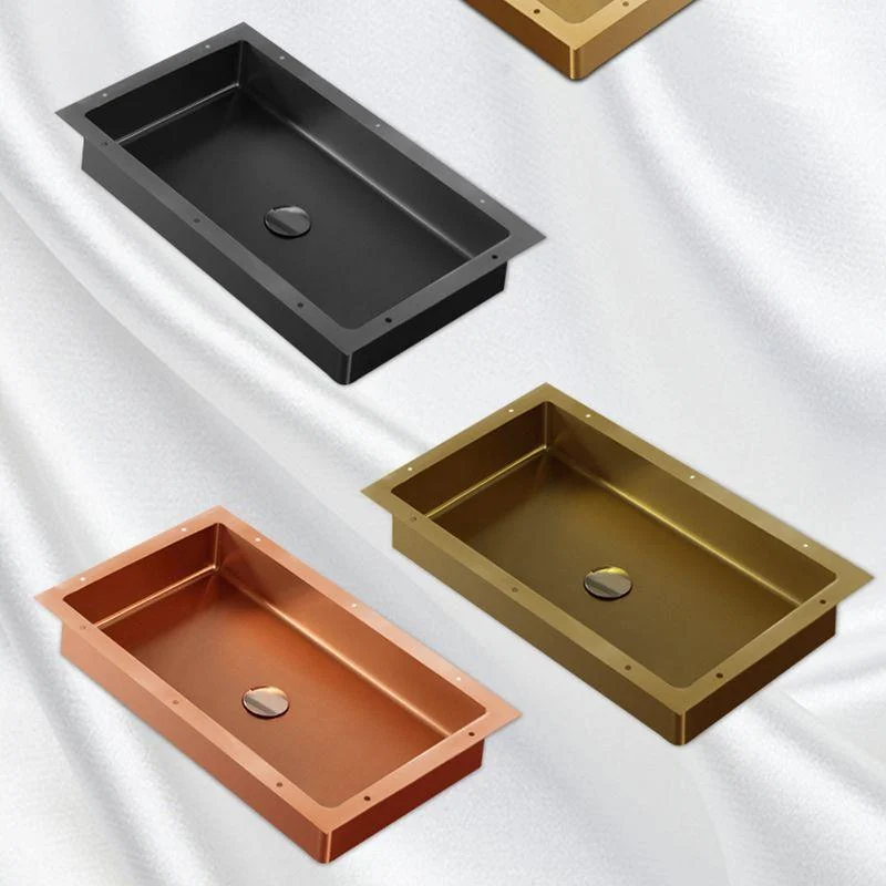 Modern Bathroom Sink Rectangular Metal Drop-in Bathroom Sink with Pop-Up Drain -Bathlova