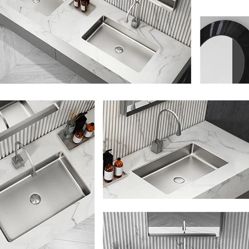 Modern Bathroom Sink Rectangular Metal Drop-in Bathroom Sink with Pop-Up Drain -Bathlova