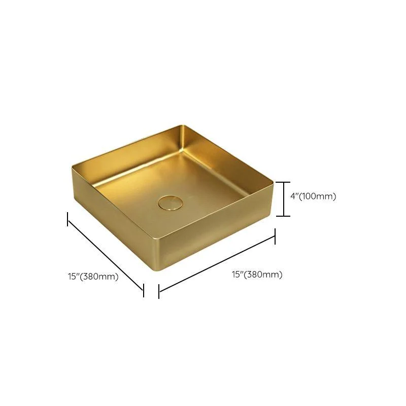 Modern Bathroom Sink Rectangular Metal Vessel Bathroom Sink with Pop-Up Drain -Bathlova