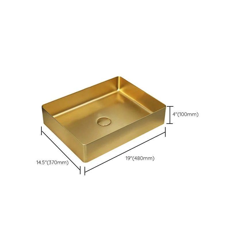 Modern Bathroom Sink Rectangular Metal Vessel Bathroom Sink with Pop-Up Drain -Bathlova