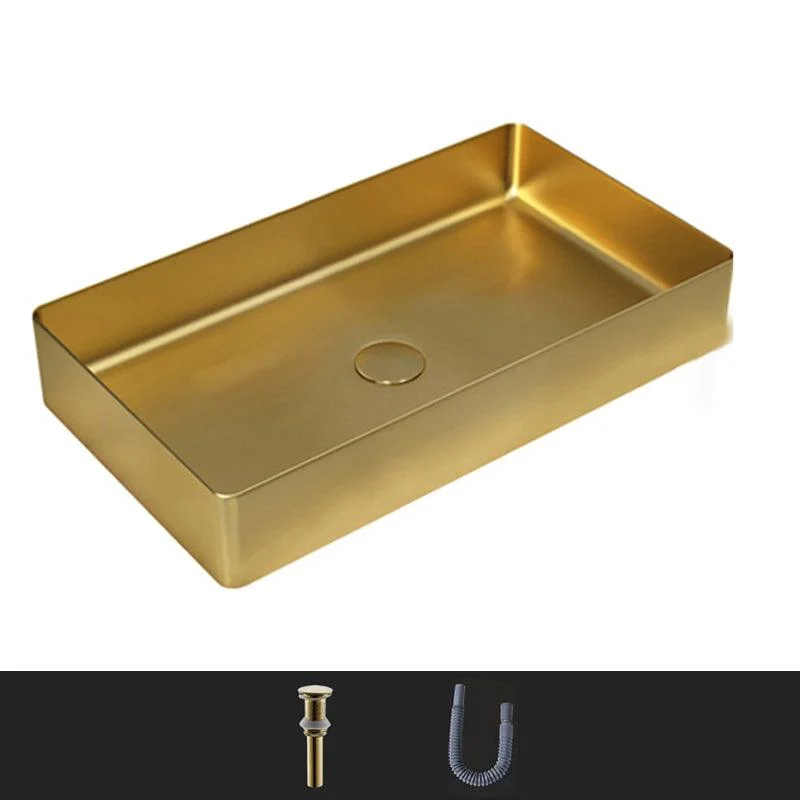 Modern Bathroom Sink Rectangular Metal Vessel Bathroom Sink with Pop-Up Drain -Bathlova