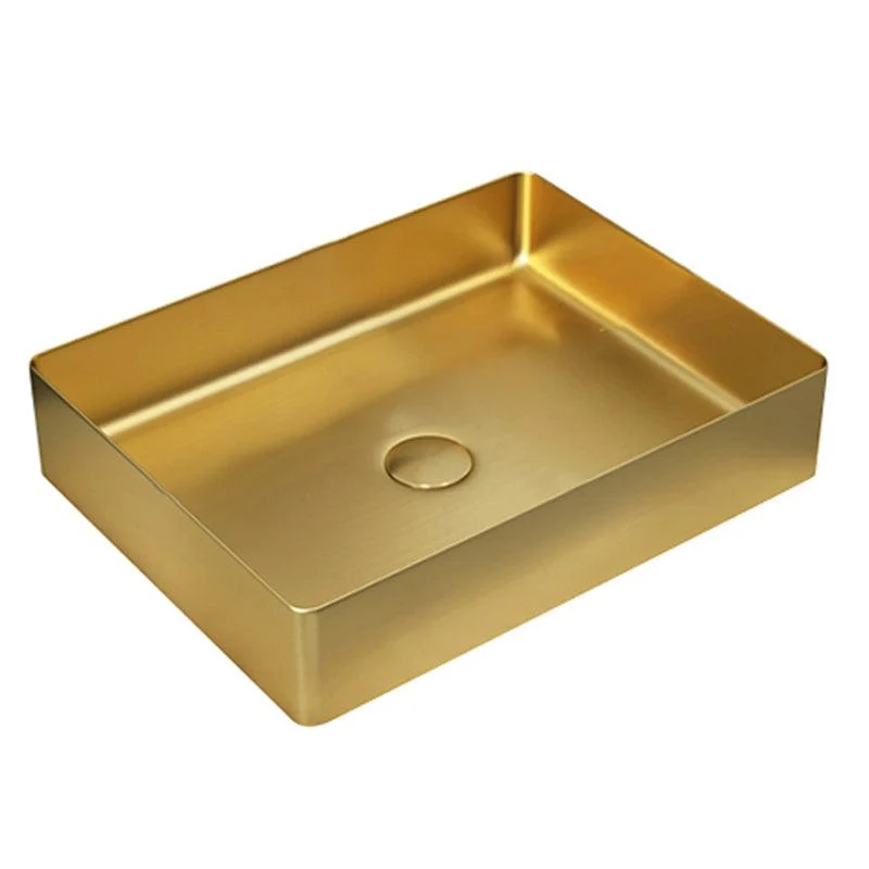 Modern Bathroom Sink Rectangular Metal Vessel Bathroom Sink with Pop-Up Drain -Bathlova