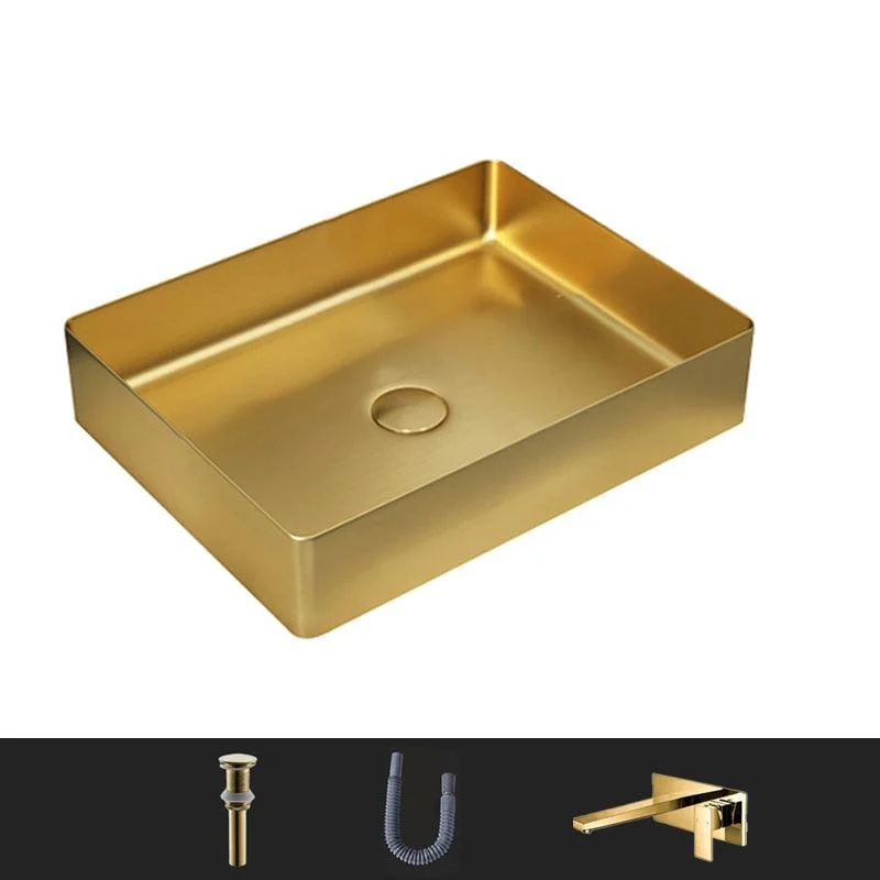 Modern Bathroom Sink Rectangular Metal Vessel Bathroom Sink with Pop-Up Drain -Bathlova