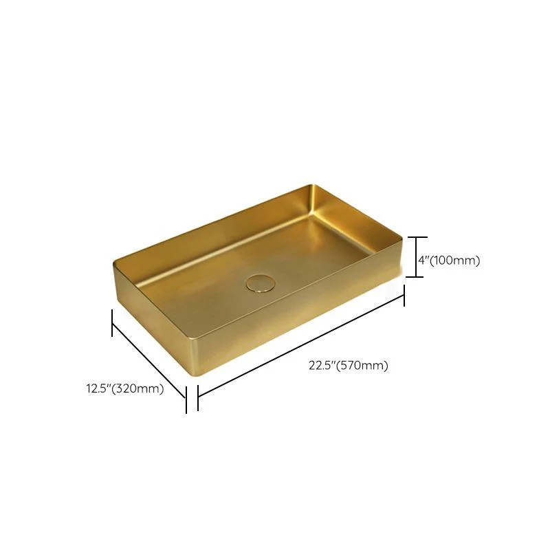 Modern Bathroom Sink Rectangular Metal Vessel Bathroom Sink with Pop-Up Drain -Bathlova