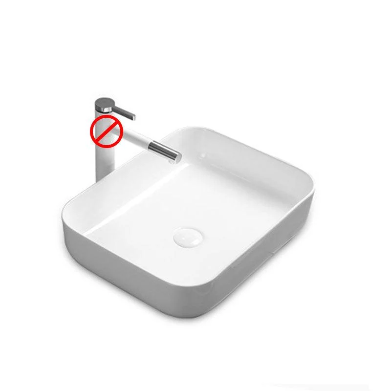 Modern Bathroom Sink Rectangular Porcelain Trough Sink with Pop-Up Drain -Bathlova