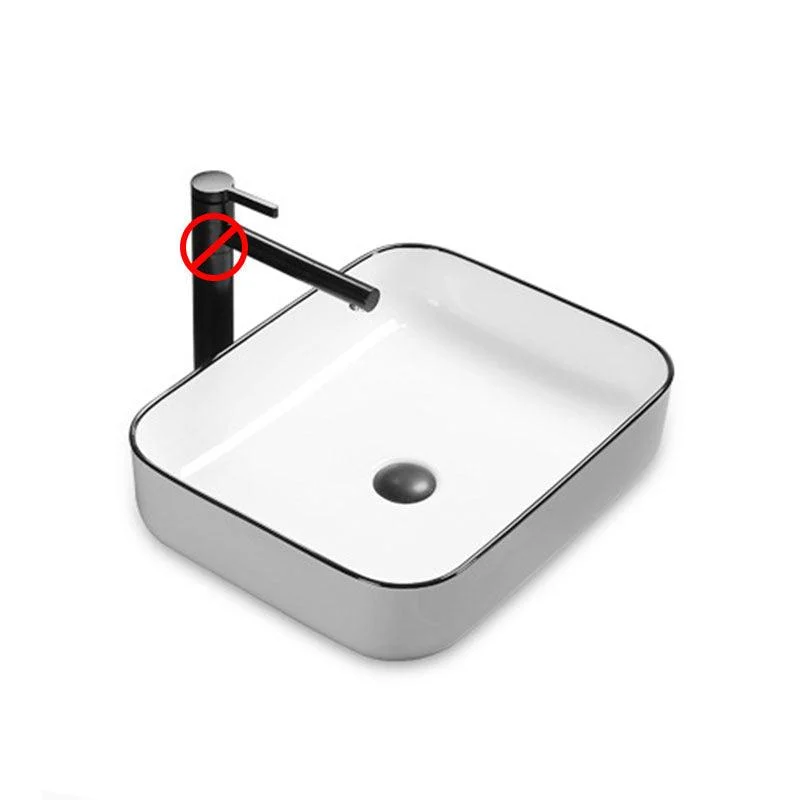 Modern Bathroom Sink Rectangular Porcelain Trough Sink with Pop-Up Drain -Bathlova