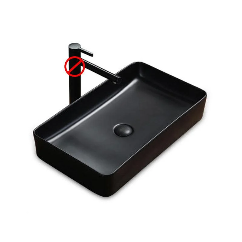 Modern Bathroom Sink Rectangular Porcelain Trough Sink with Pop-Up Drain -Bathlova