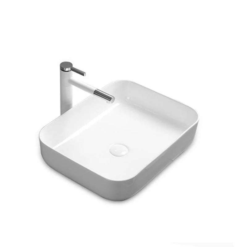 Modern Bathroom Sink Rectangular Porcelain Trough Sink with Pop-Up Drain -Bathlova