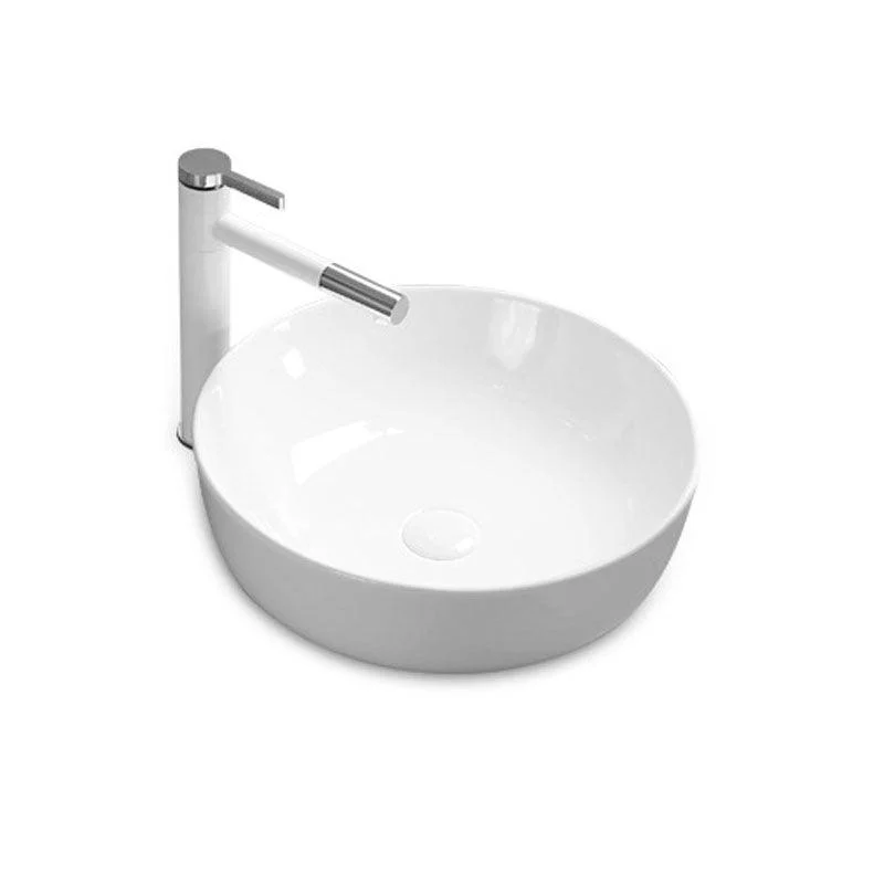 Modern Bathroom Sink Rectangular Porcelain Trough Sink with Pop-Up Drain -Bathlova