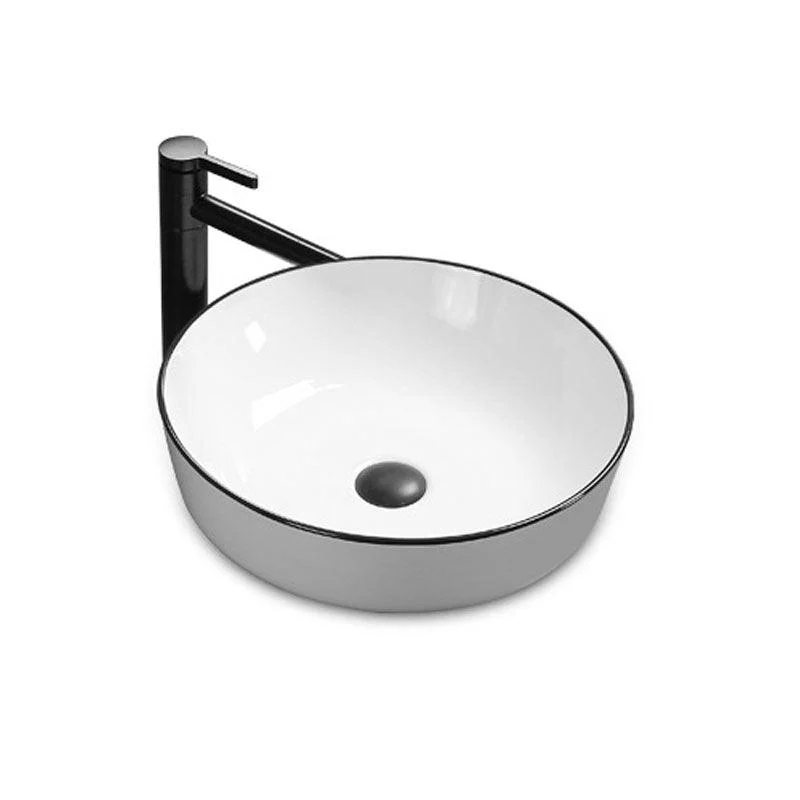 Modern Bathroom Sink Rectangular Porcelain Trough Sink with Pop-Up Drain -Bathlova