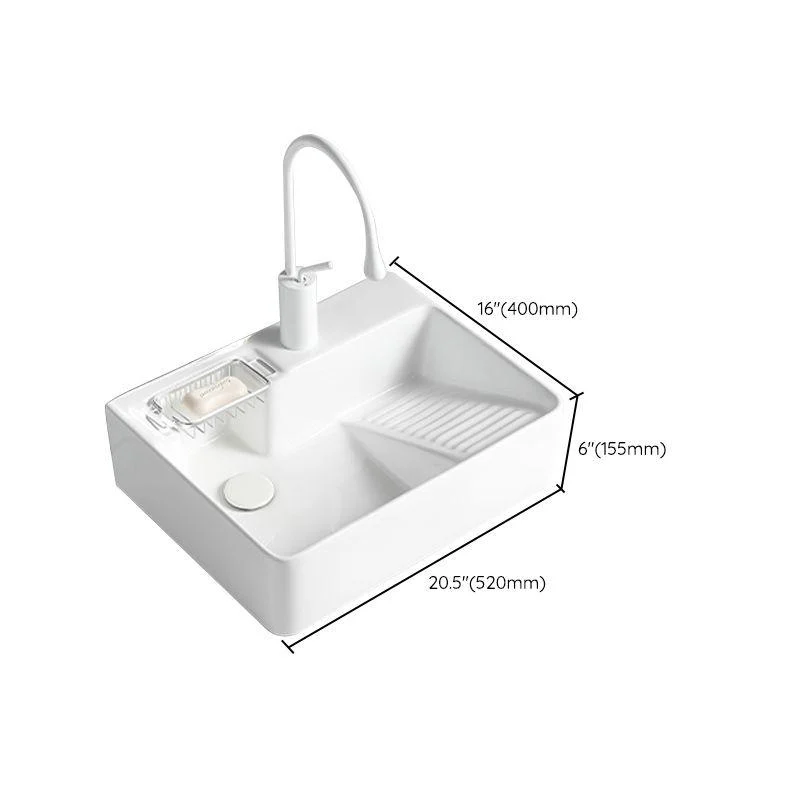 Modern Bathroom Sink Rectangular Porcelain Vessel Sink with Pop-Up Drain -Bathlova