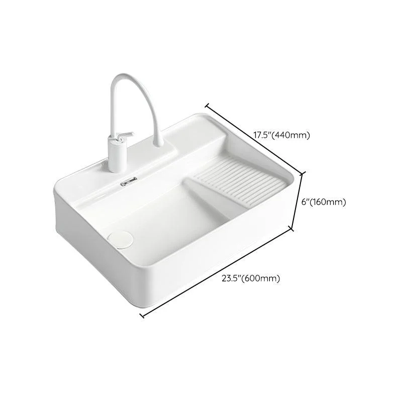 Modern Bathroom Sink Rectangular Porcelain Vessel Sink with Pop-Up Drain -Bathlova