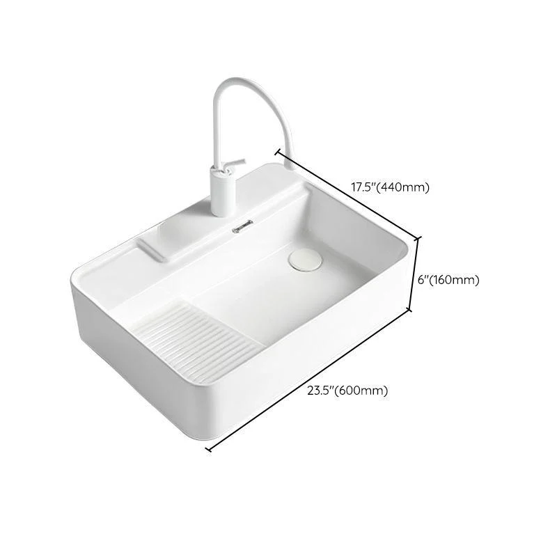 Modern Bathroom Sink Rectangular Porcelain Vessel Sink with Pop-Up Drain -Bathlova