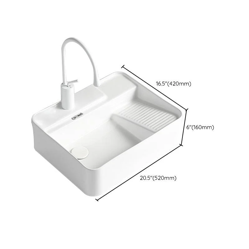 Modern Bathroom Sink Rectangular Porcelain Vessel Sink with Pop-Up Drain -Bathlova