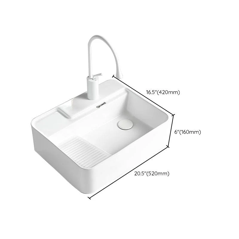 Modern Bathroom Sink Rectangular Porcelain Vessel Sink with Pop-Up Drain -Bathlova