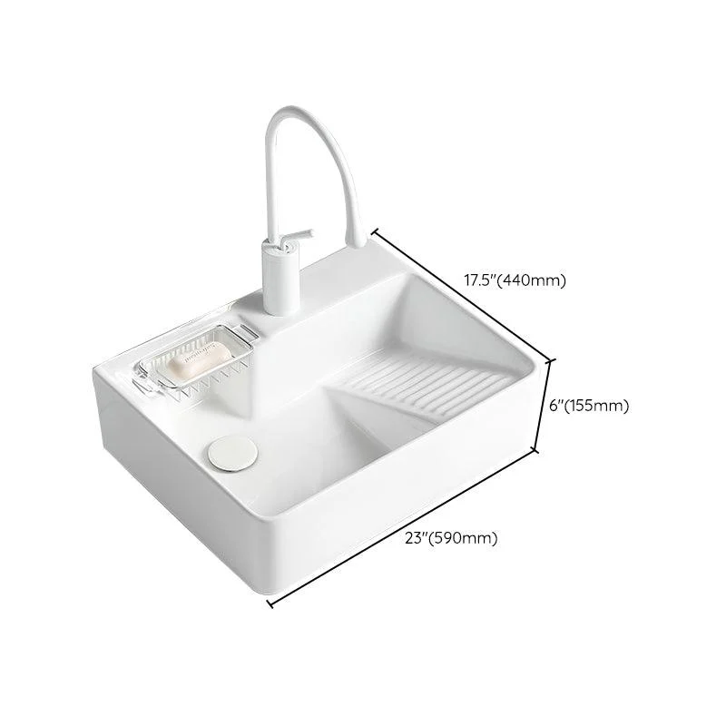 Modern Bathroom Sink Rectangular Porcelain Vessel Sink with Pop-Up Drain -Bathlova