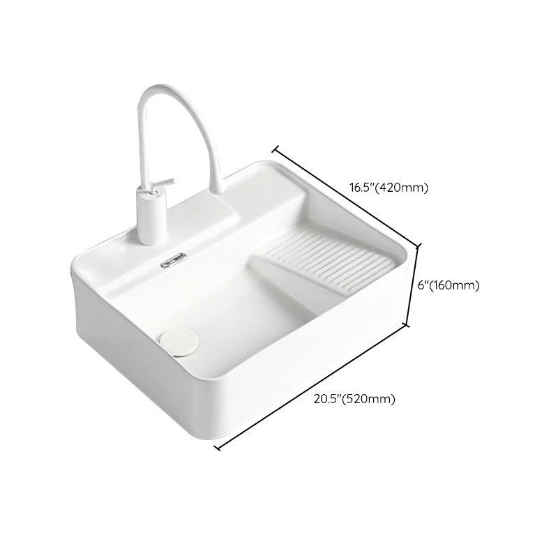 Modern Bathroom Sink Rectangular Porcelain Vessel Sink with Pop-Up Drain -Bathlova