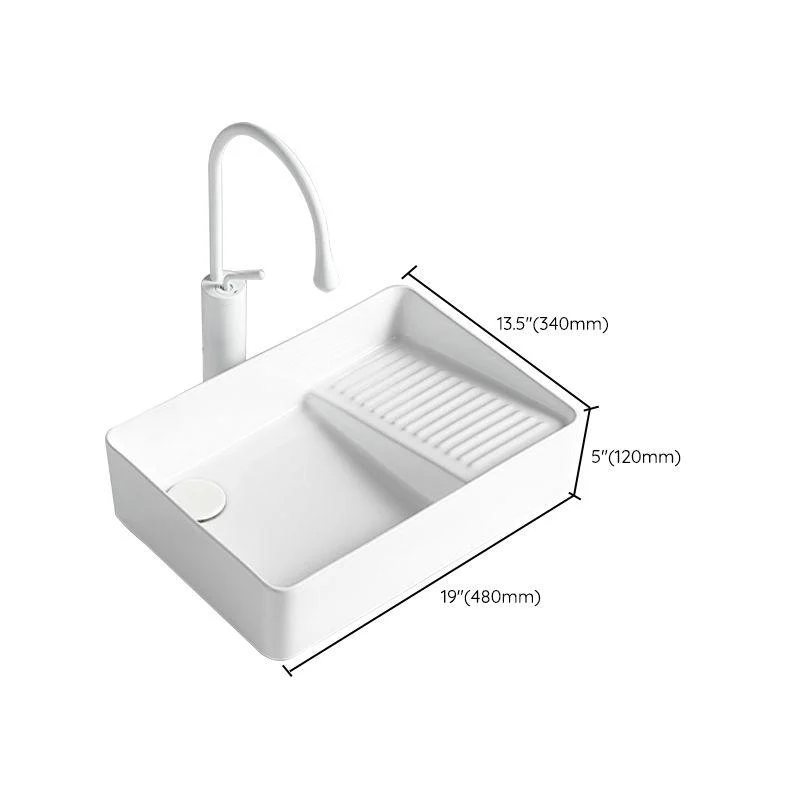 Modern Bathroom Sink Rectangular Porcelain Vessel Sink with Pop-Up Drain -Bathlova