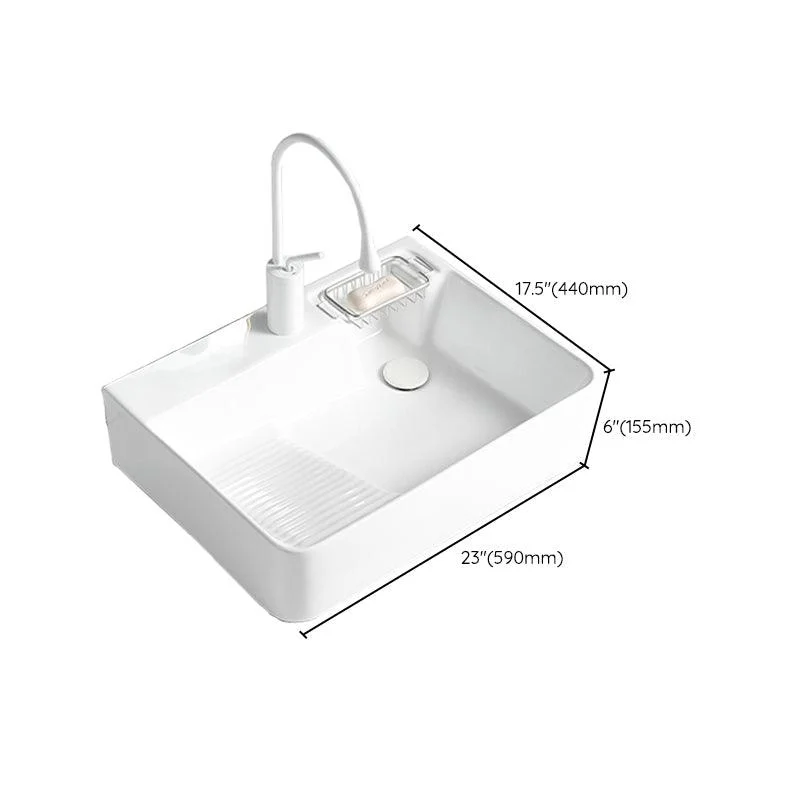 Modern Bathroom Sink Rectangular Porcelain Vessel Sink with Pop-Up Drain -Bathlova