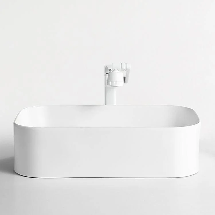 Modern Bathroom Sink Rectangular Porcelain Vessel Sink with Pop-Up Drain -Bathlova