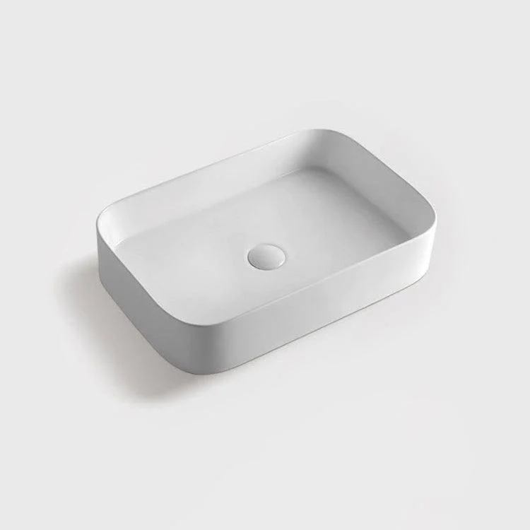 Modern Bathroom Sink Rectangular Porcelain with Pop-Up Drain Vessel Lavatory Sink -Bathlova