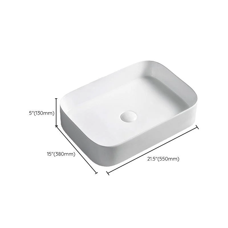 Modern Bathroom Sink Rectangular Porcelain with Pop-Up Drain Vessel Lavatory Sink -Bathlova