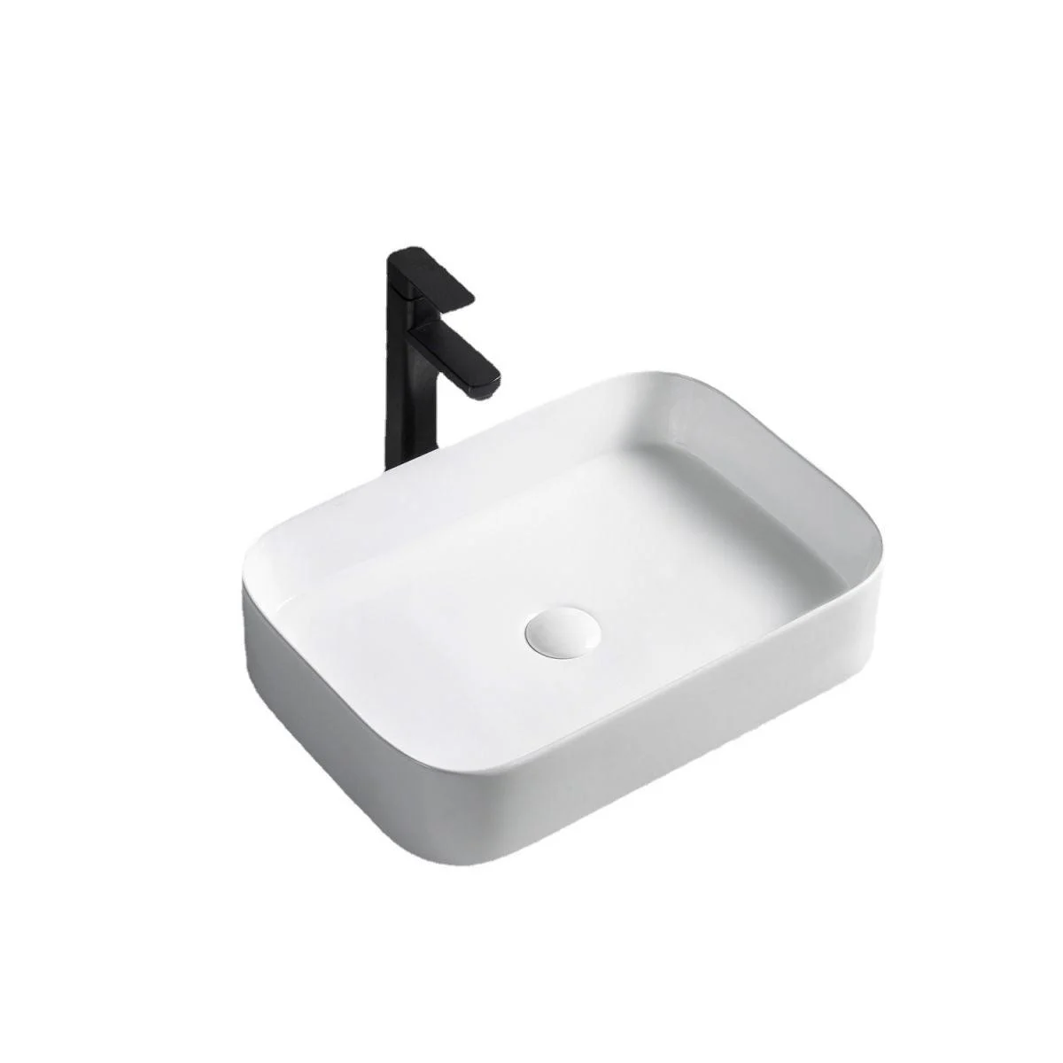 Modern Bathroom Sink Rectangular Porcelain with Pop-Up Drain Vessel Lavatory Sink -Bathlova