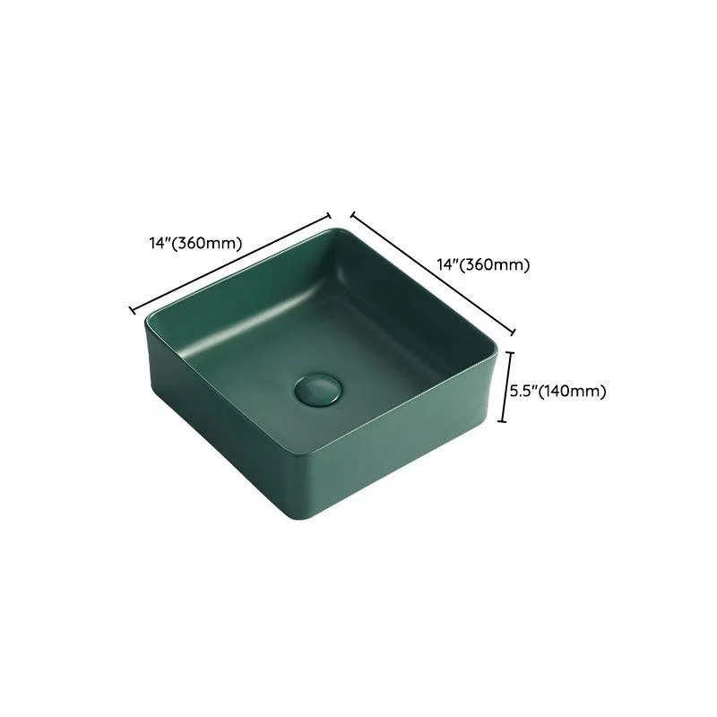 Modern Bathroom Sink Rectangular Vessel Lavatory Sink in Green -Bathlova