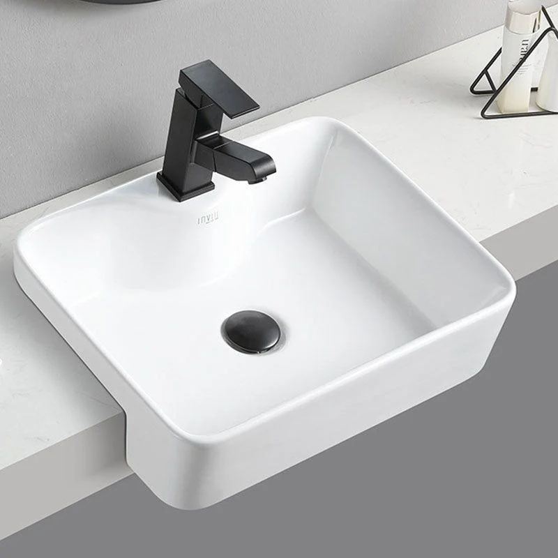 Modern Bathroom Sink Rectangular Vessel Lavatory Sink in White(Not Included Tap) -Bathlova