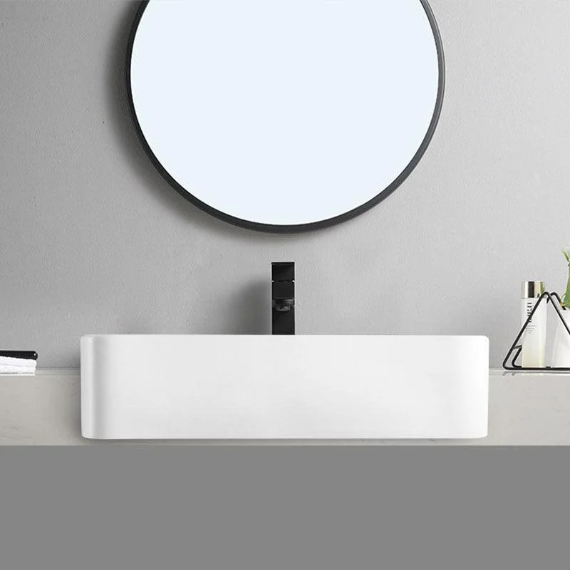 Modern Bathroom Sink Rectangular Vessel Lavatory Sink in White(Not Included Tap) -Bathlova