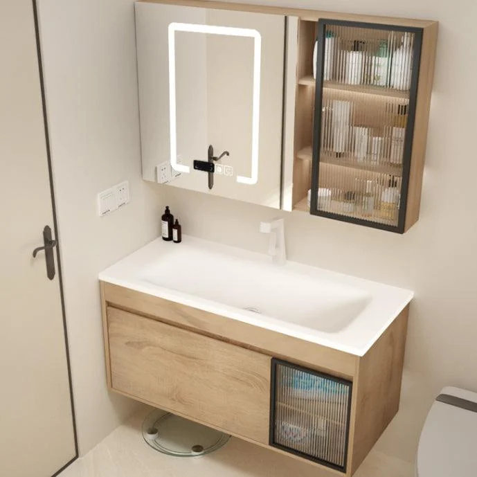 Modern Bathroom Sink Rectangular Wall Mount Bathroom Sink (Not Including Tap) -Bathlova