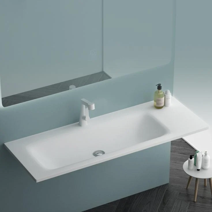 Modern Bathroom Sink Rectangular Wall Mount Bathroom Sink (Not Including Tap) -Bathlova