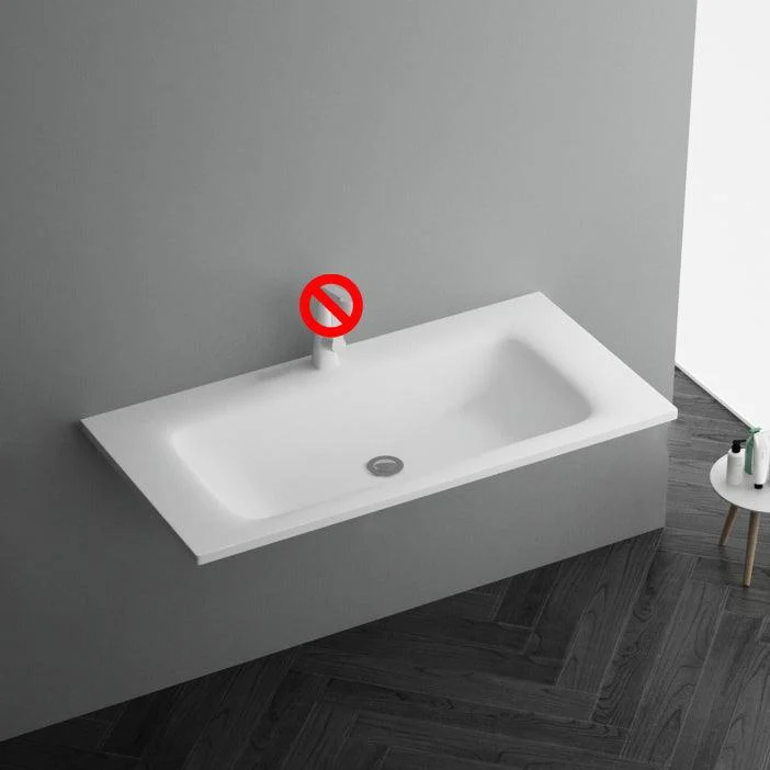 Modern Bathroom Sink Rectangular Wall Mount Bathroom Sink (Not Including Tap) -Bathlova