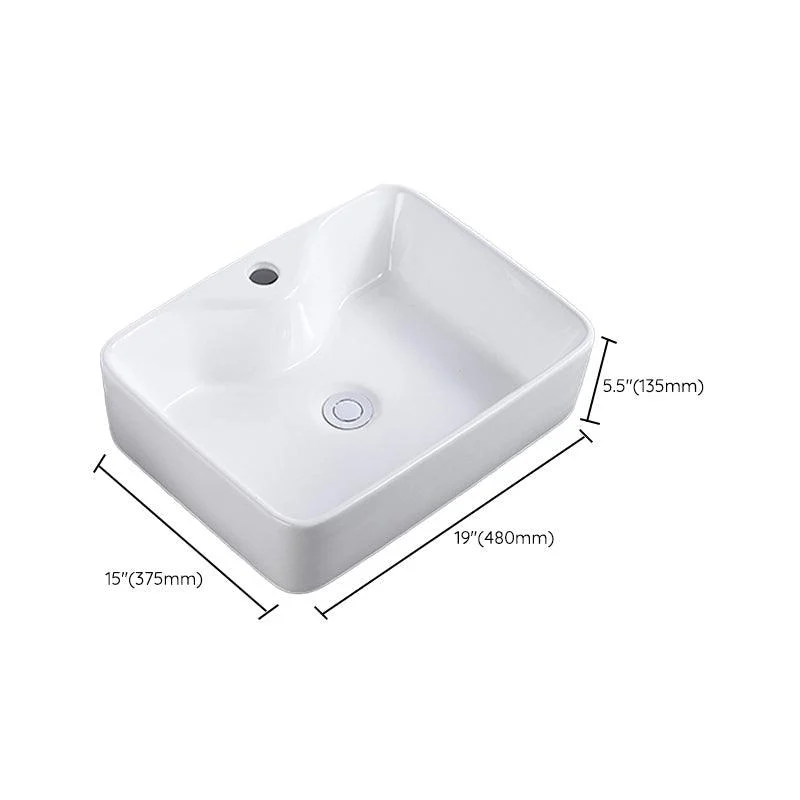 Modern Bathroom Sink Single Tap Hole Porcelain Rectangular Vessel Bathroom Sink -Bathlova