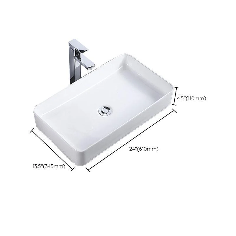 Modern Bathroom Sink Single Tap Hole Porcelain Rectangular Vessel Bathroom Sink -Bathlova