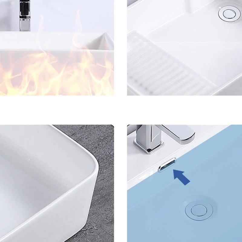 Modern Bathroom Sink Single Tap Hole Porcelain Rectangular Vessel Bathroom Sink -Bathlova