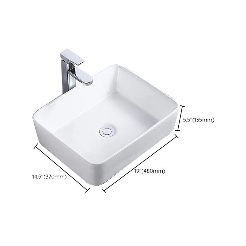 Modern Bathroom Sink Single Tap Hole Porcelain Rectangular Vessel Bathroom Sink -Bathlova