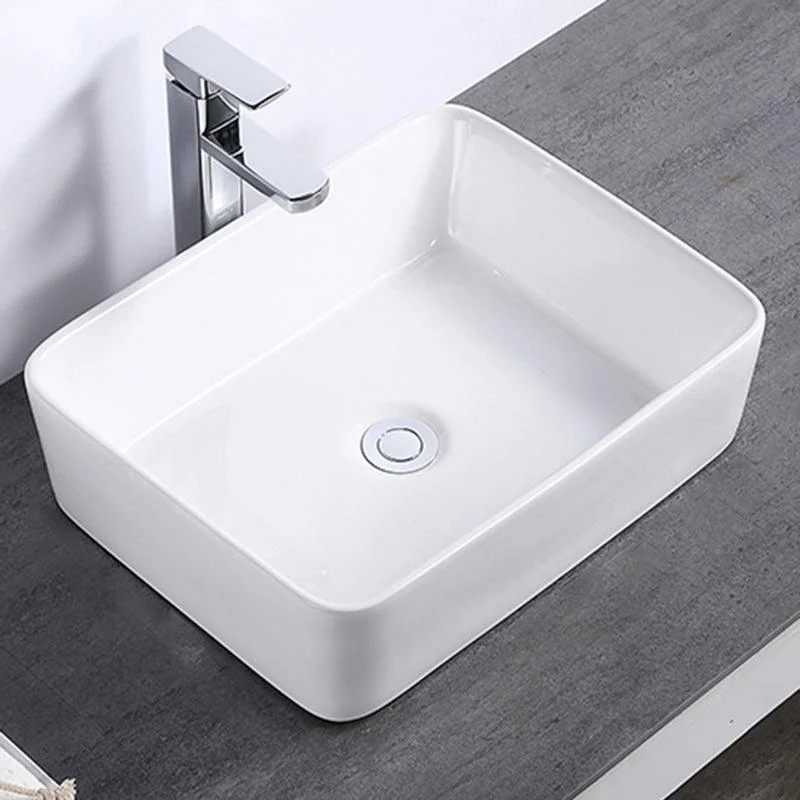 Modern Bathroom Sink Single Tap Hole Porcelain Rectangular Vessel Bathroom Sink -Bathlova