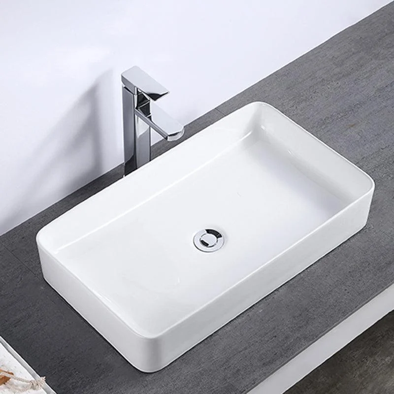 Modern Bathroom Sink Single Tap Hole Porcelain Rectangular Vessel Bathroom Sink -Bathlova