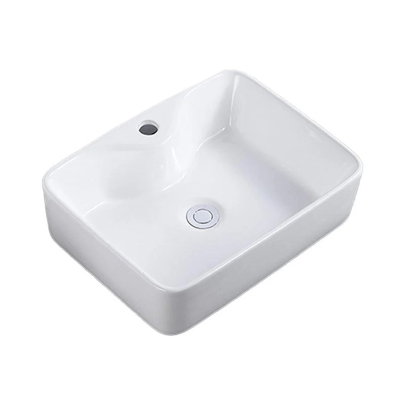 Modern Bathroom Sink Single Tap Hole Porcelain Rectangular Vessel Bathroom Sink -Bathlova