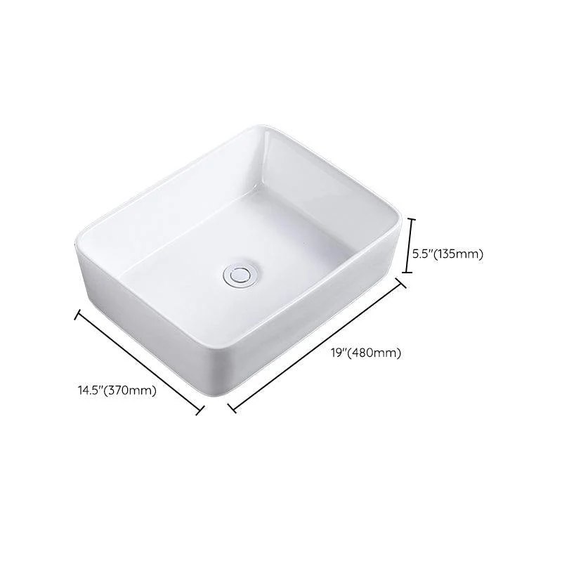 Modern Bathroom Sink Single Tap Hole Porcelain Rectangular Vessel Bathroom Sink -Bathlova