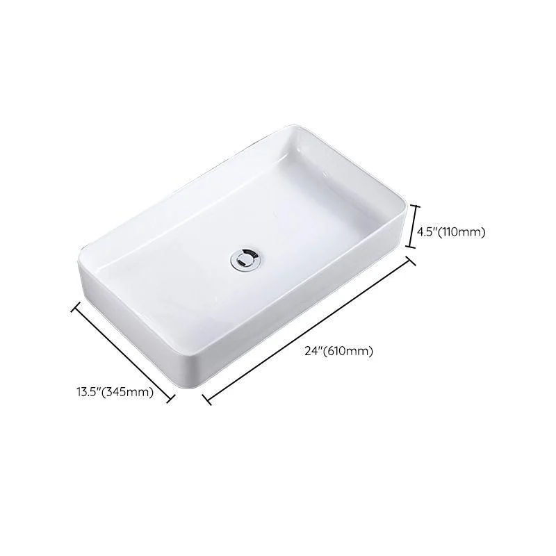 Modern Bathroom Sink Single Tap Hole Porcelain Rectangular Vessel Bathroom Sink -Bathlova