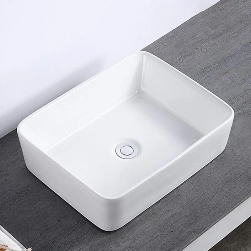 Modern Bathroom Sink Single Tap Hole Porcelain Rectangular Vessel Bathroom Sink -Bathlova