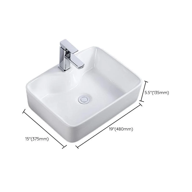 Modern Bathroom Sink Single Tap Hole Porcelain Rectangular Vessel Bathroom Sink -Bathlova